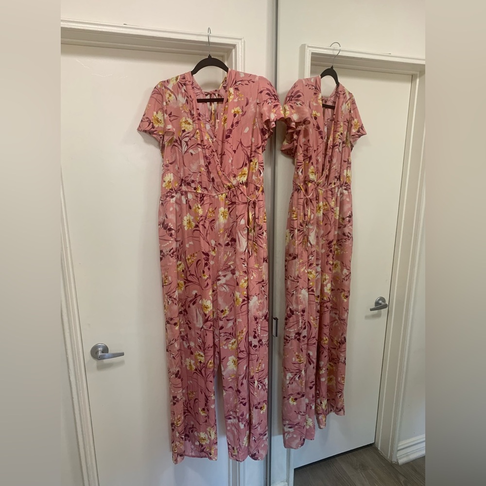 NEW Jumpsuit Romper - pink with flower pattern